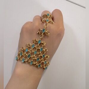 Belly Dancer Elegant Gold and Blue Hand Fashion Jewelry